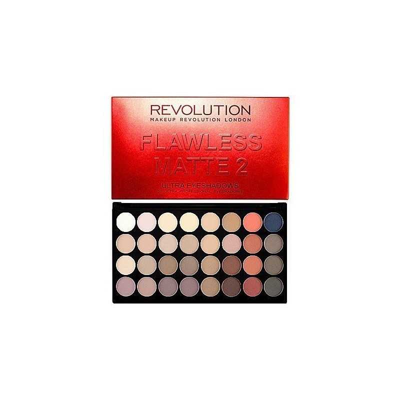 Makeup Revolution 32 Ultra Eyeshadows Flawless Matte 2, lekko przydymione matowe