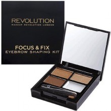 Makeup Revolution Focus & Fix Brow Kit Medium Dark, poręczny zestaw do brwi 5,8g