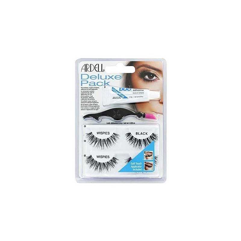 Ardell Deluxe Pack Wispies Black, pakiet sztucznych rzęs klej i aplikator Ardell Deluxe Pack Wispies Black, pakiet sztucznych rzęs klej i aplikator