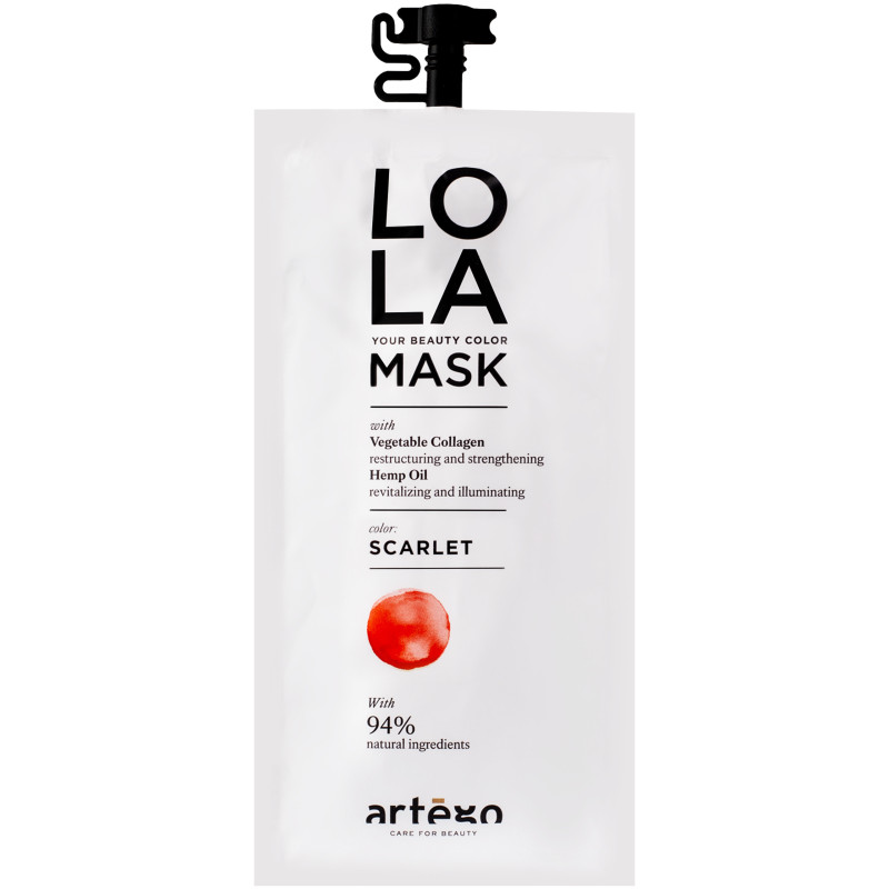Artego Lola Mask Scarlet - maska do włosów w odcieniu mahoniu i czerwieni, 20ml