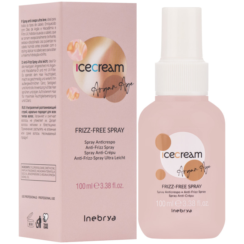 Inebrya Ice Cream Argan Age Frizz Free - spray przeciw puszeniu się włosów, 100ml
