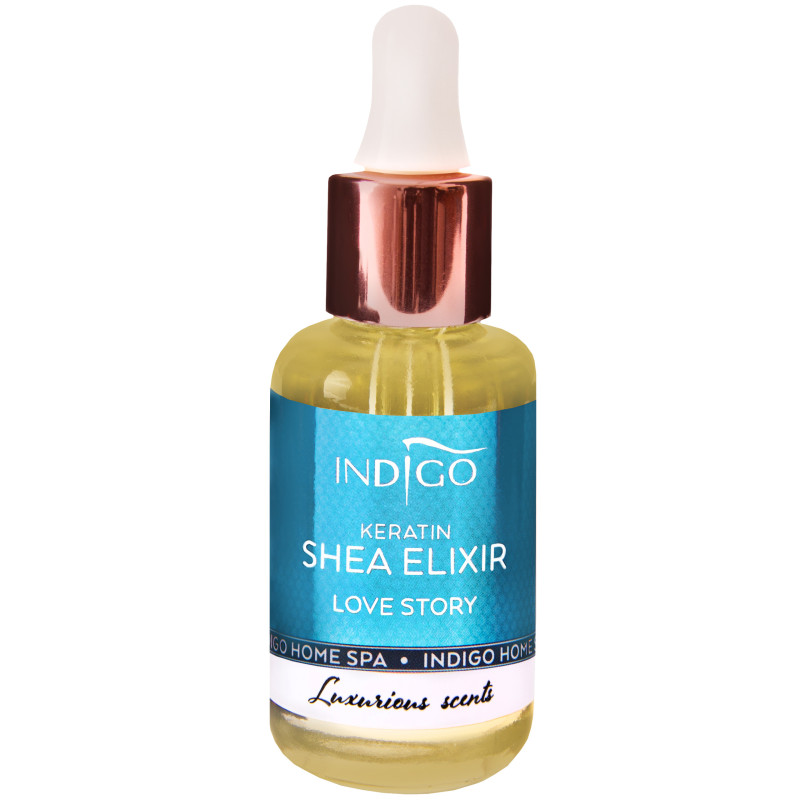 Indigo Keratin Shea Elixir Love Story oliwka nawilżająca suche skórki 8ml