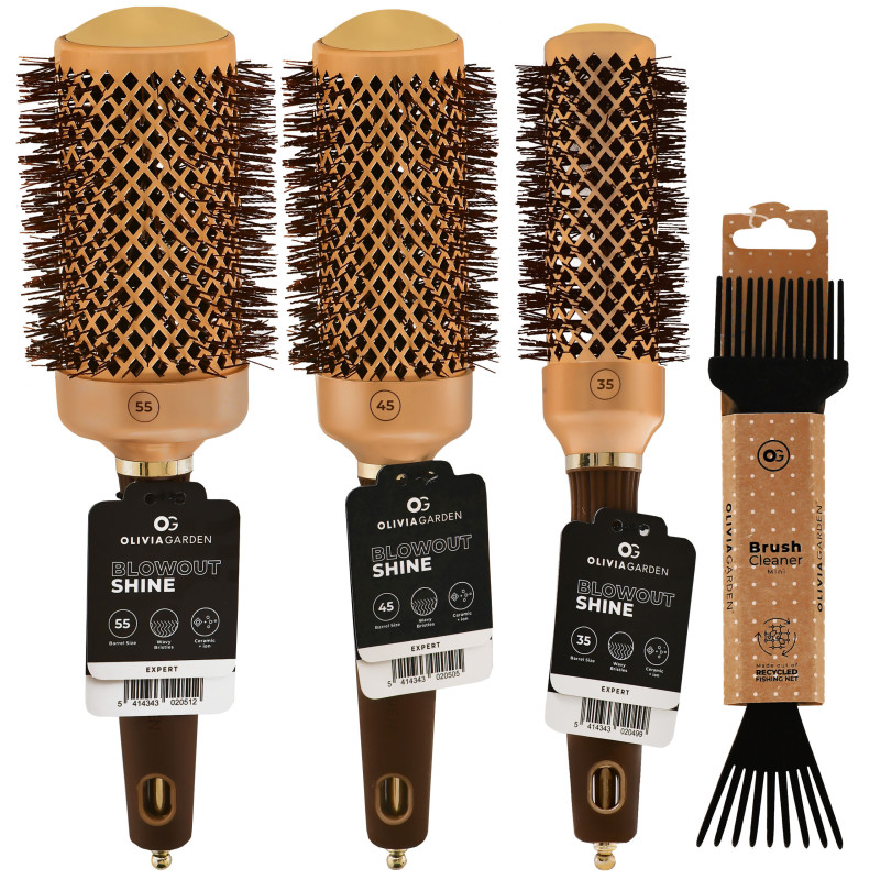 Olivia Garden Expert Blowout Shine - zestaw szczotek do modelowania włosów 35, 45, 55mm