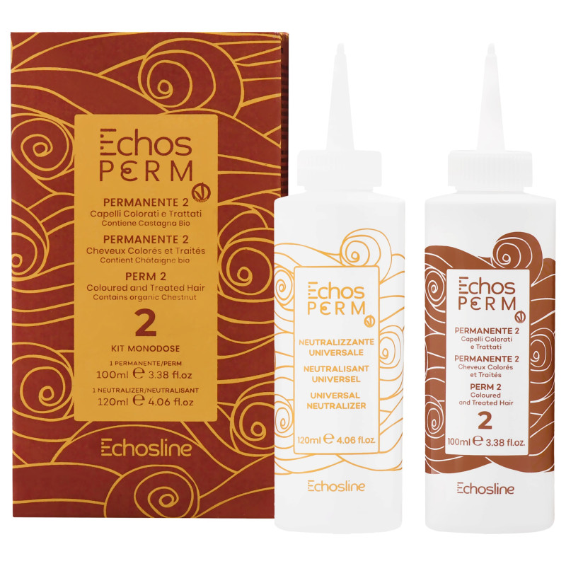 Echosline Echos Perm P2 - zestaw do trwałej ondulacji włosów farbowanych, 100ml+120ml