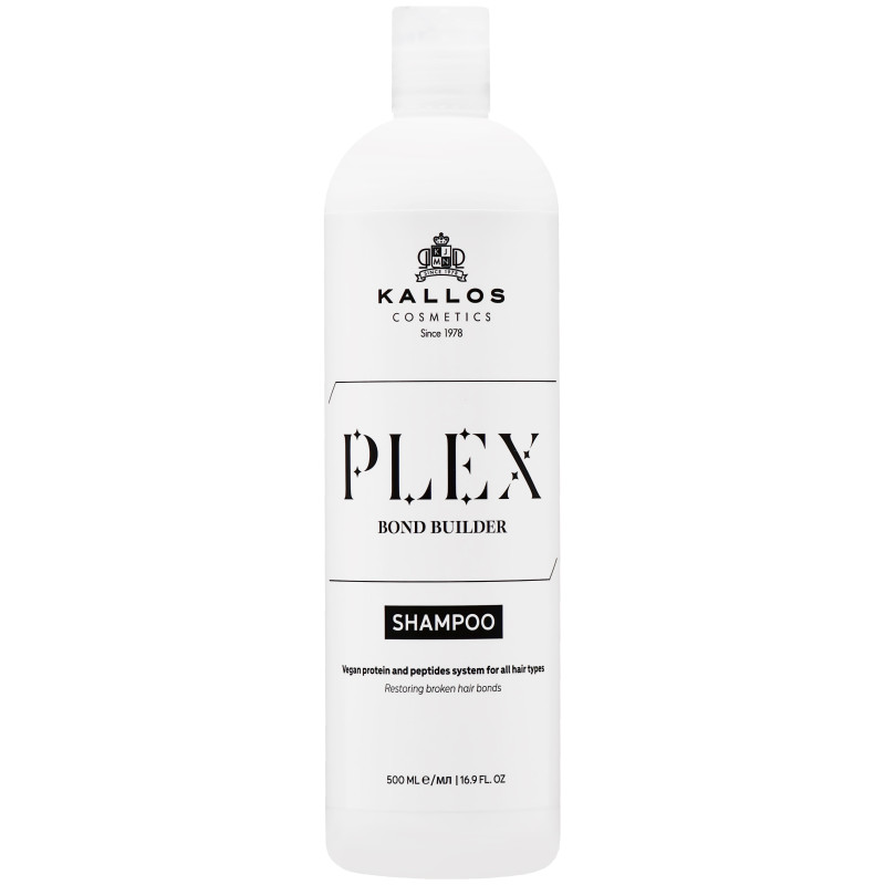 Kallos Plex Bond Builder - szampon wzmacniający z peptydami, do włosów farbowanych, 500ml