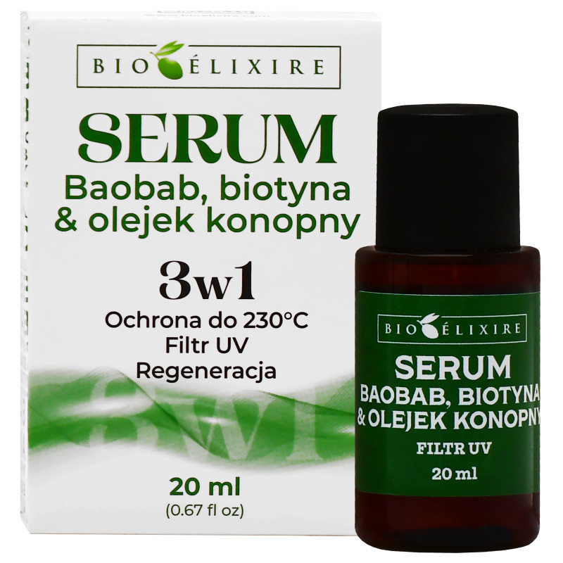 Bioelixire serum nawilżające do włosów konopia & baobab 20 ml