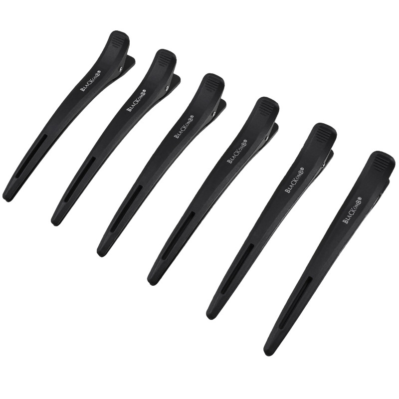 Poniks Blackomb Carbon Clips CK022 - karbonowe klipsy fryzjerskie do włosów 11,5cm 6szt, czarne