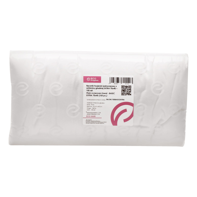Eko-Higiena Jednorazowy ręcznik fryzjerski z włókniny gładkiej Extra Basic 70x40cm, 100szt