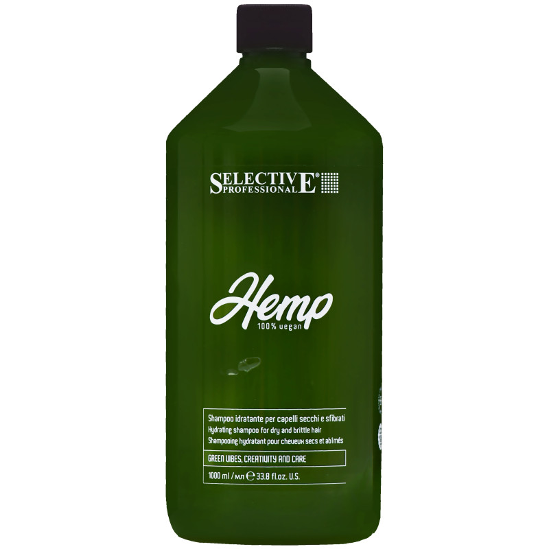 Selective Hemp Vegan Hydrating - wegański nawilżający szampon do włosów suchych i łamliwych, 1000ml