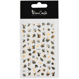 DeniCarte Złoto-Czarne Naklejki Na Paznokcie - samoprzylepne listki do zdobień