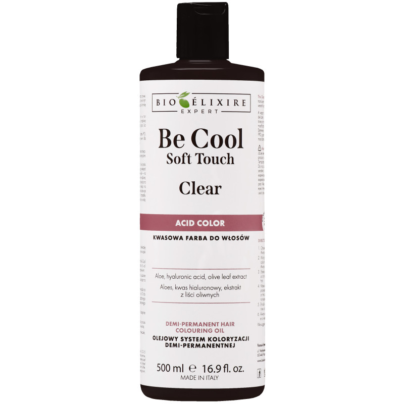 Bioelixire Be Cool Solf Touch Clear - farba do włosów o kwasowej formule, 500ml
