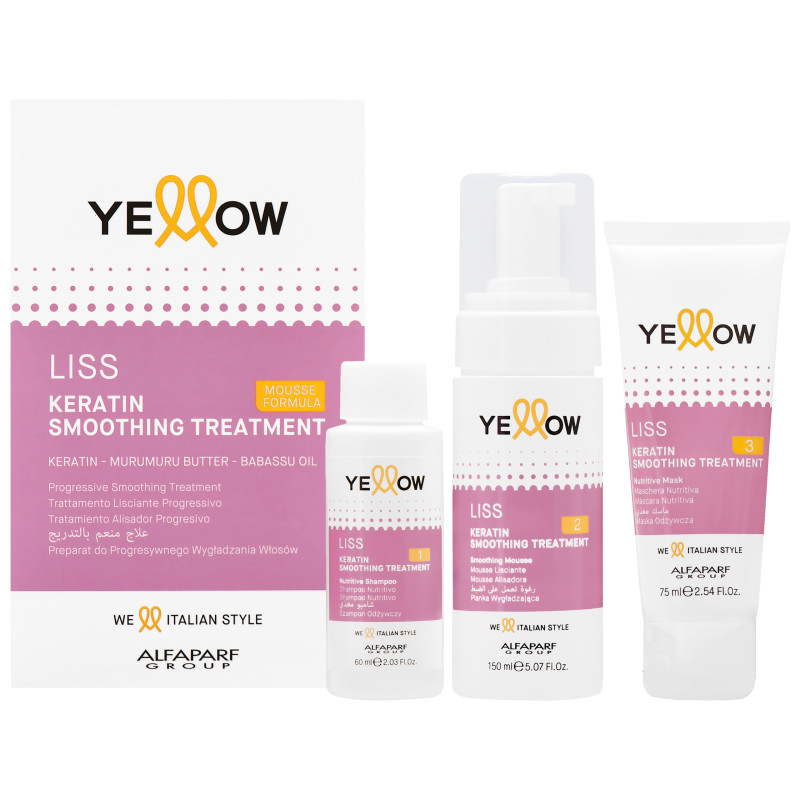 Alfaparf Yellow Liss Keratin Treatment – zestaw do keratynowego prostowania włosów 60ml + 75ml + 150ml