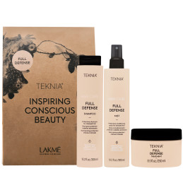 Lakme Teknia Full Defense Retail Pack - zestaw do włosów zniszczonych, 2x300+250ml