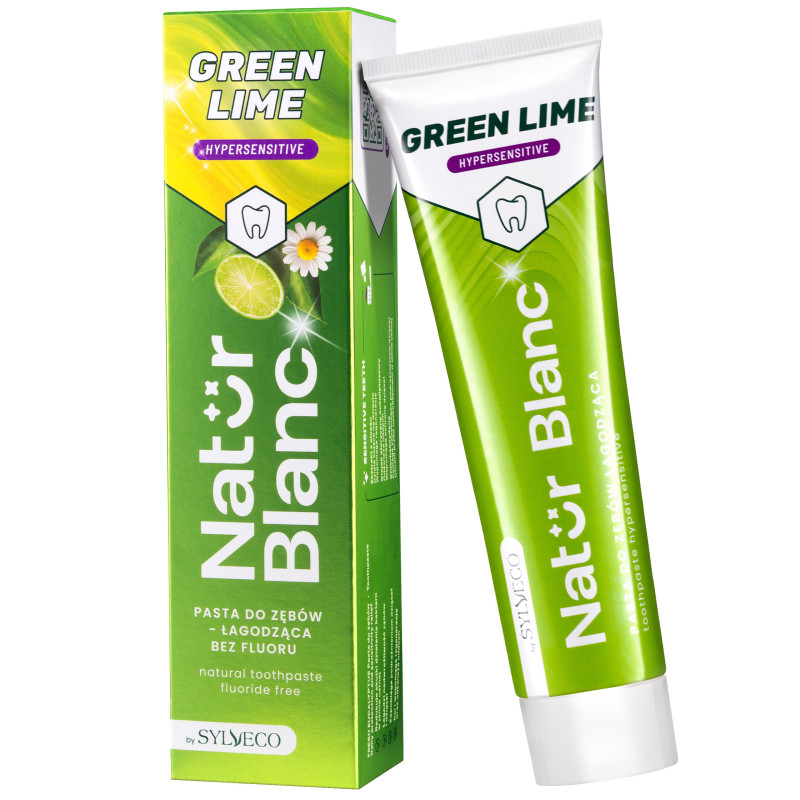 Sylveco Natur Blanc Pasta do zębów GREEN LIME - pasta bez fluoru do zębów nadwrażliwych, 100ml