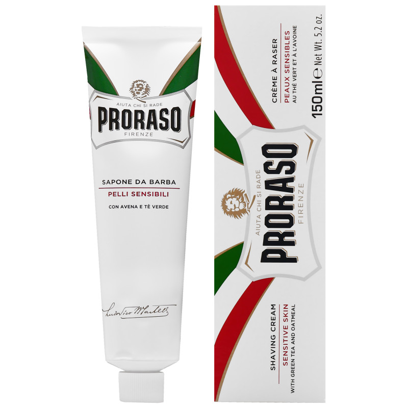 Proraso Sensitive Shaving Soap - mydło do golenia skóry wrażliwej z zieloną herbatą, Tubka 150ml