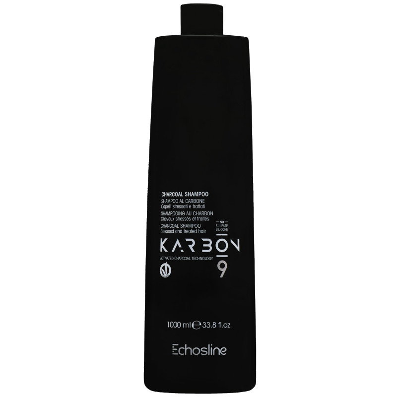 Echosline Karbon 9 Charcoal Shampoo - szampon do włosów zniszczonych z węglem, 1000ml