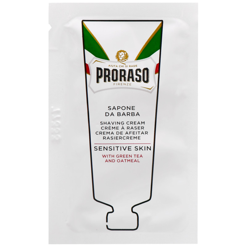 Proraso Sensitive Shaving Cream - łagodzący krem do golenia z zieloną herbatą, 4ml