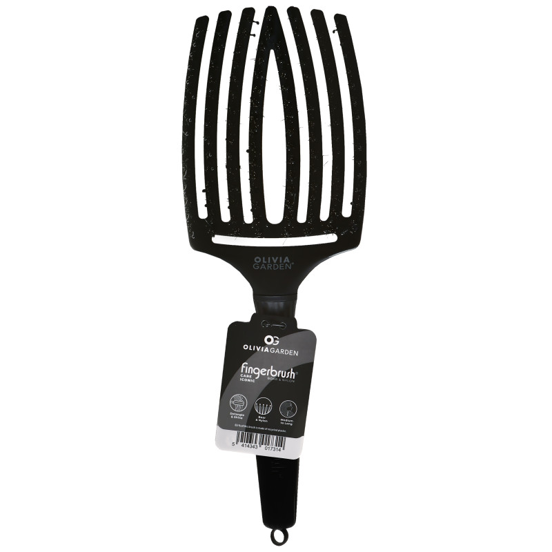 Olivia Garden Finger Brush Full Black Large - szczotka do włosów z włosiem dzika