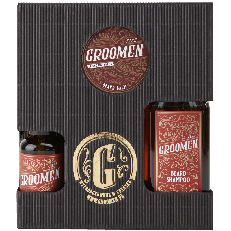 Groomen Fire Zestaw do Brody – szampon, balsam oraz olejek, 150ml+50g+50ml