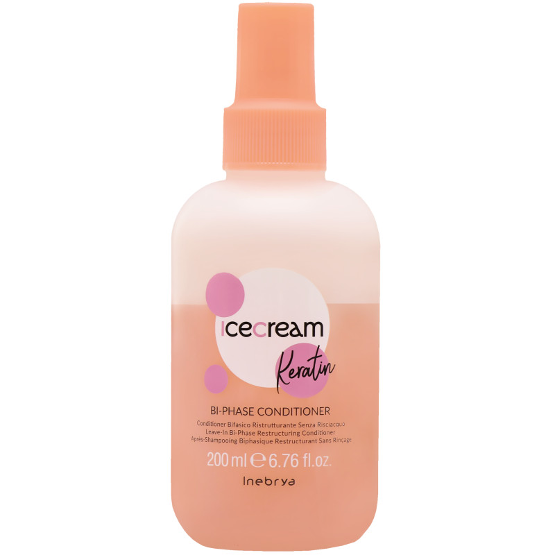 Inebrya Ice Cream Keratin Be-phase - odżywka dwufazowa do włosów puszących się, 200ml