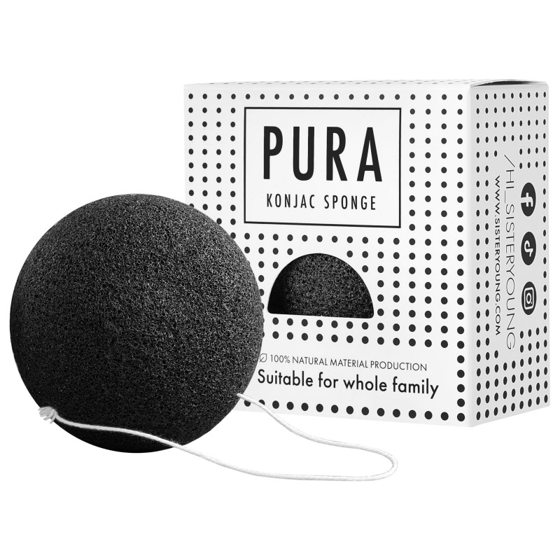 Pura Konjac Sponge Sister Young - ekologiczna gąbka do mycia twarzy, różne kolory