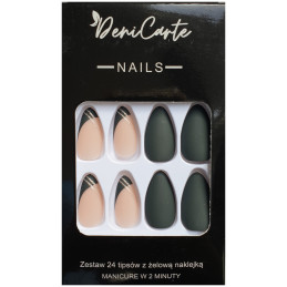 Deni Carte Tipsy - sztuczne paznokcie, zestaw 24 sztuk, różne wzory