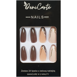 Deni Carte Tipsy - sztuczne paznokcie, zestaw 24 sztuk, różne wzory