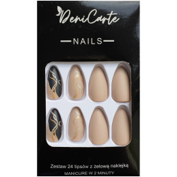 Deni Carte Tipsy - sztuczne paznokcie, zestaw 24 sztuk, różne wzory
