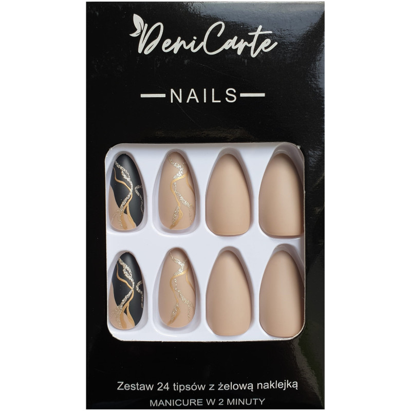 Deni Carte Tipsy - sztuczne paznokcie, zestaw 24 sztuk, różne wzory