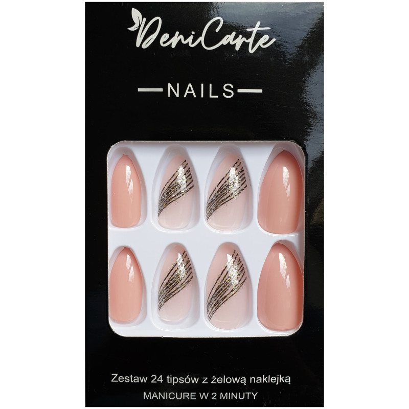 Deni Carte Tipsy - sztuczne paznokcie, zestaw 24 sztuk, różne wzory