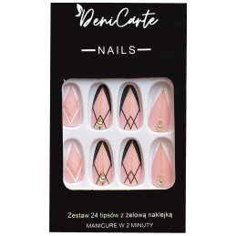 Deni Carte Tipsy - sztuczne paznokcie, zestaw 24 sztuk, różne wzory