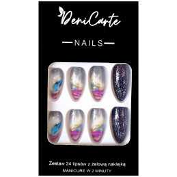 Deni Carte Tipsy - sztuczne paznokcie, zestaw 24 sztuk, różne wzory