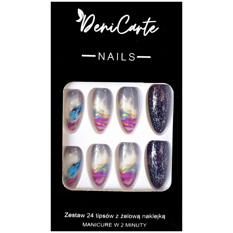 Deni Carte Tipsy - sztuczne paznokcie, zestaw 24 sztuk, różne wzory