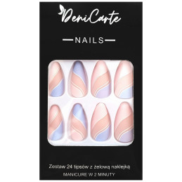 Deni Carte Tipsy - sztuczne paznokcie, zestaw 24 sztuk, różne wzory