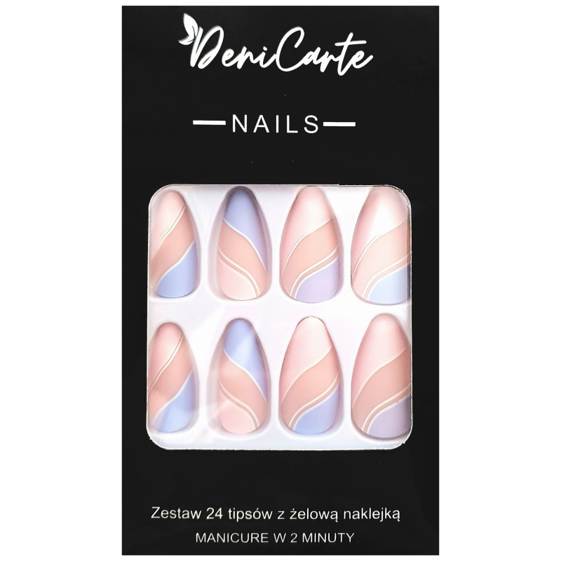 Deni Carte Tipsy - sztuczne paznokcie, zestaw 24 sztuk, różne wzory