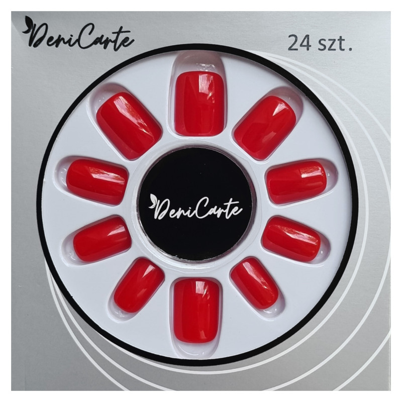 DeniCarte Square - krótkie gotowe tipsy do stylizacji paznokci, różne kolory
