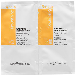 Fanola Nourishing Shampoo + Mask Set – zestaw do włosów suchych i zniszczonych, 2x15ml