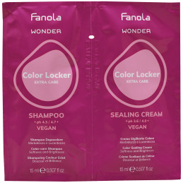 Fanola Wonder Color Locker Shampoo + Cream – zestaw do włosów farbowanych, 2x15 ml