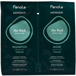 Fanola Wonder No Red Szampon i Maska – zestaw do włosów farbowanych, 2x15 ml