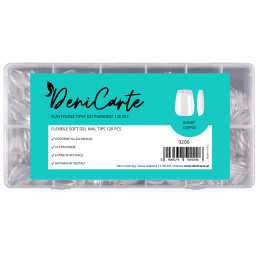 DeniCarte Tipsy Flexible Short Coffin – elastyczne tipsy do paznokci, 120 szt.