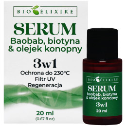 Bioelixire serum nawilżające do włosów konopia & baobab 20 ml