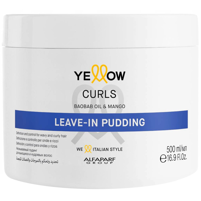 Alfaparf Yellow Curls Leave-In Pudding - definiujący krem do stylizacji włosów kręconych, 500ml