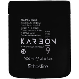 Echosline Karbon 9 Charcoal Mask - maska do włosów zniszczonych z węglem, 1000ml