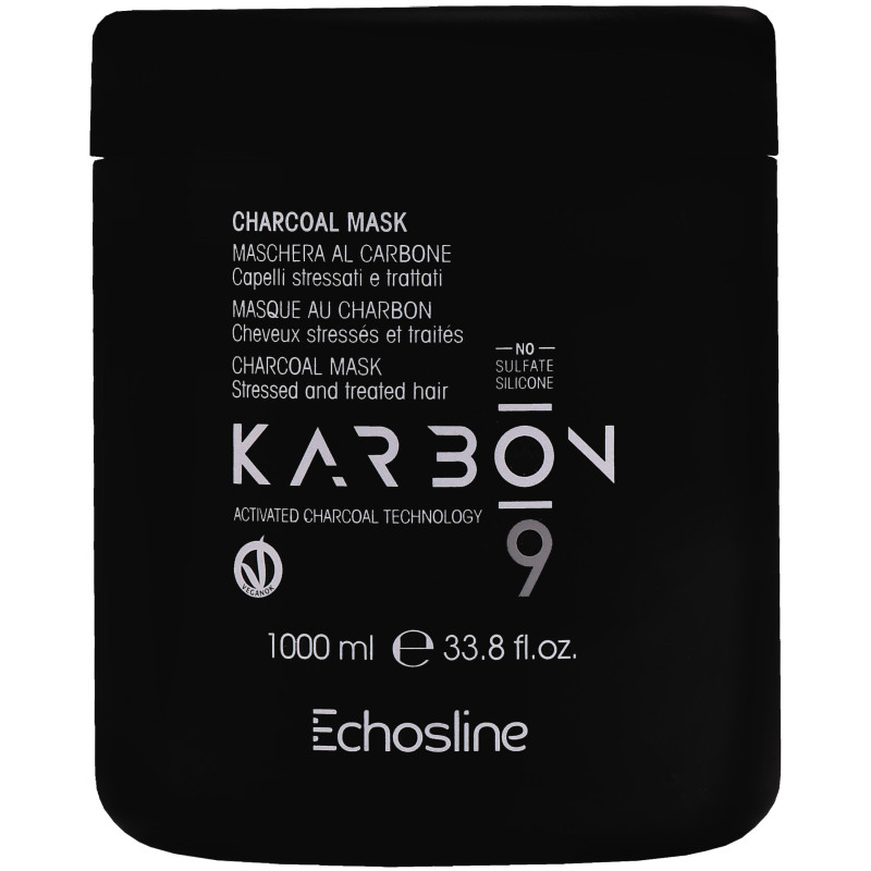 Echosline Karbon 9 Charcoal Mask - maska do włosów zniszczonych z węglem, 1000ml