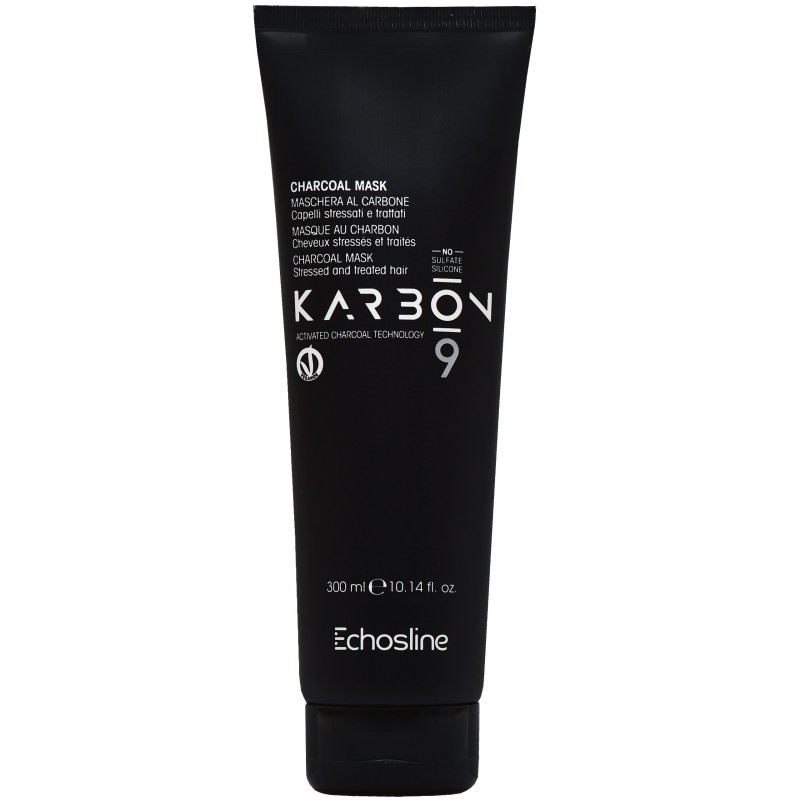 Echosline Karbon 9 Charcoal Mask- maska do włosów zniszczonych z węglem, 300ml