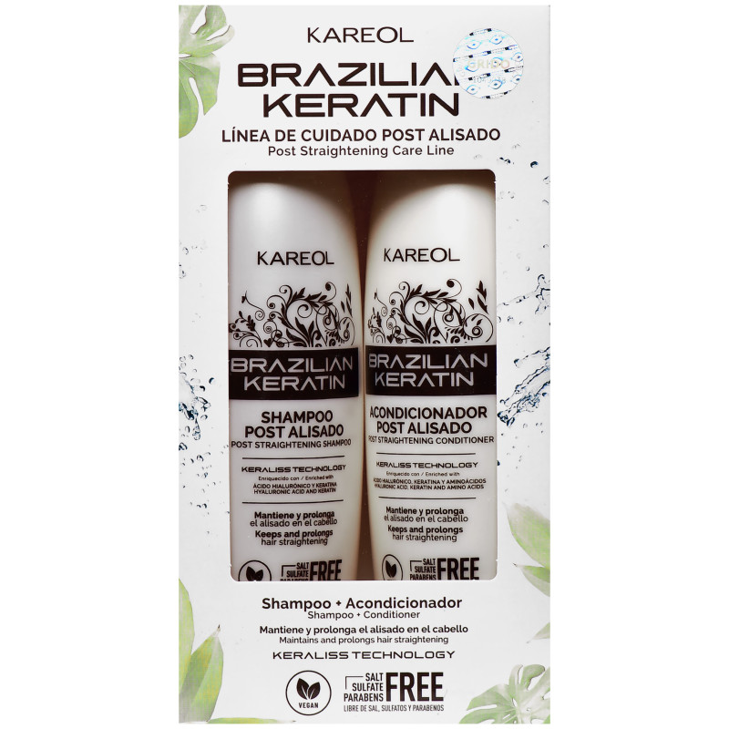 Kareol Brazilian Keratin Post Kit - zestaw po keratynowym prostowaniu, szampon + odżywka, 2x300
