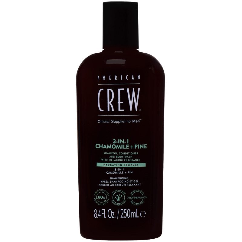 American Crew 3in1 Chamom+Pine Gel - szampon, odżywka i żel pod prysznic 3w1 do codziennej pielęgnacji, 250ml