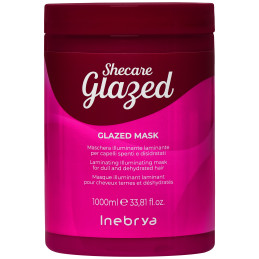 Inebrya Shecare Glazed Lamination Mask - wygładzająca maska laminująca do włosów zniszczonych, 1000ml