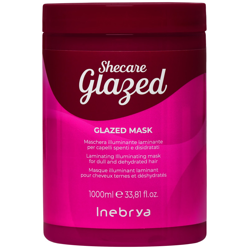 Inebrya Shecare Glazed Lamination Mask - wygładzająca maska laminująca do włosów zniszczonych, 1000ml