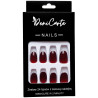 DeniCarte TIPSY L OVAL CAT EYE RED - czerwone owalne tipsy do przedłużania paznokci, rozmiar L